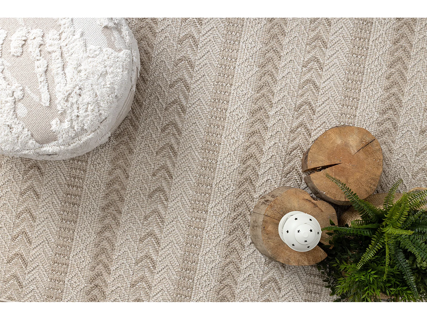 Tapis JERSEY 19243 beige - Chevron, structurelles, boucle BOHO 60x100 cm