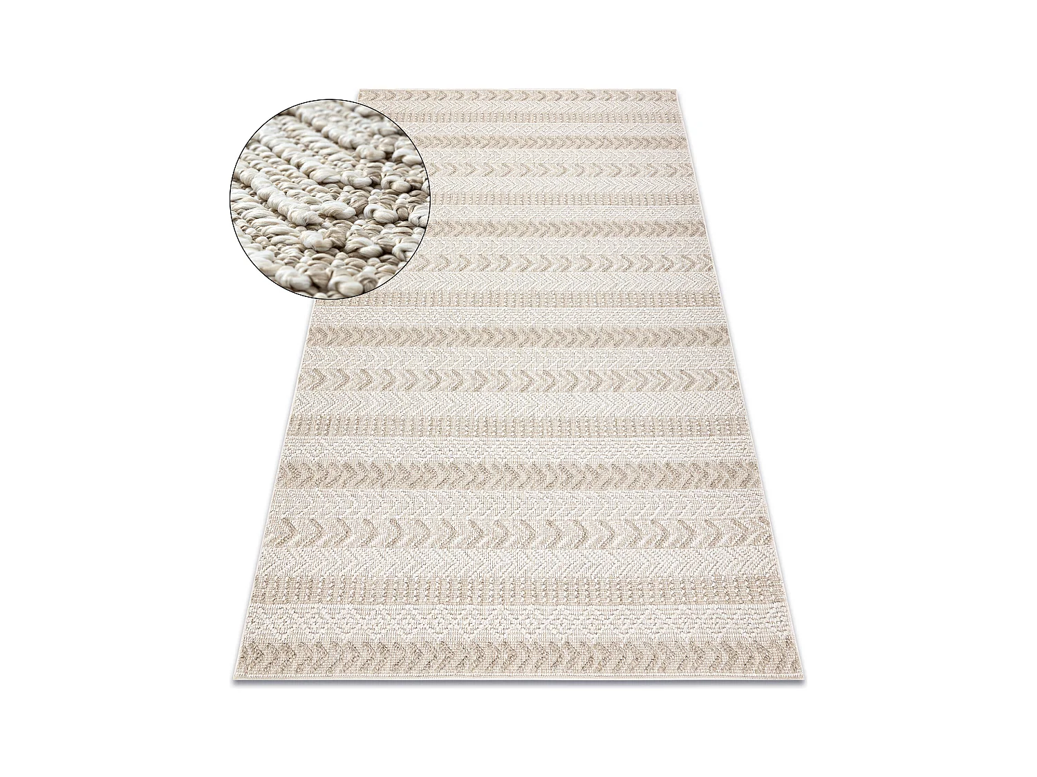 Tapis JERSEY 19243 beige - Chevron, structurelles, boucle BOHO 60x100 cm