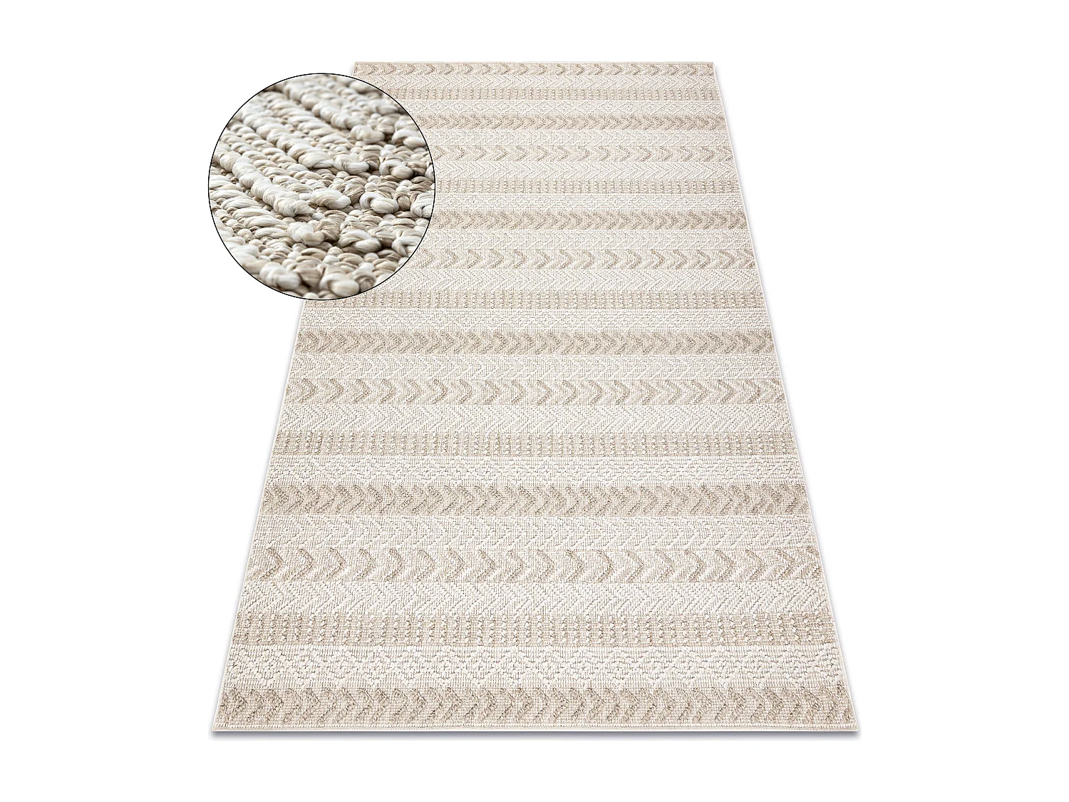 Tapis JERSEY 19243 beige - Chevron, structurelles, boucle BOHO 60x100 cm
