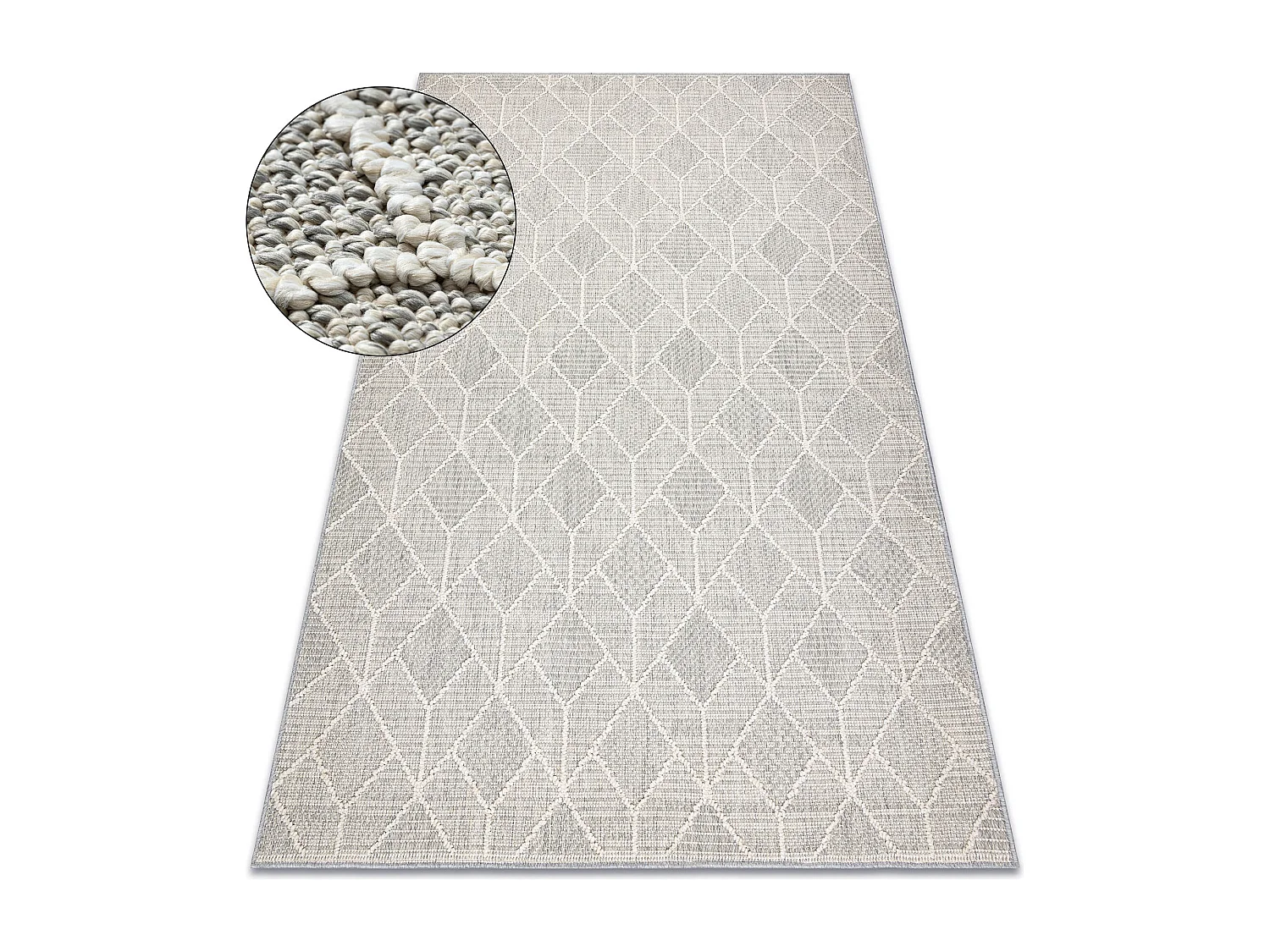 Tapijt JERSEY 19231 grijs - Geometrisch structureel, lus BOHO 80x150 cm