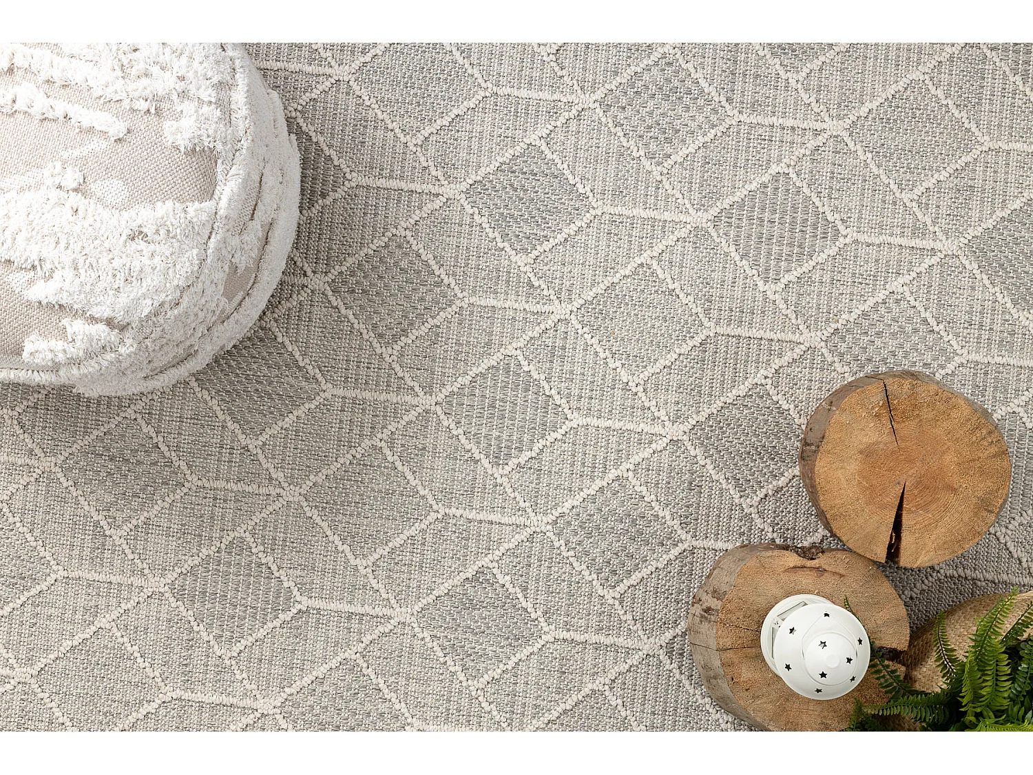 Tapijt JERSEY 19231 grijs - Geometrisch structureel, lus BOHO 80x150 cm