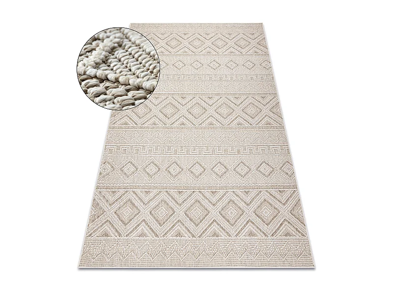 Dywan JERSEY 19234 beż - Romby, pętelkowy, strukturalny BOHO 200x290 cm