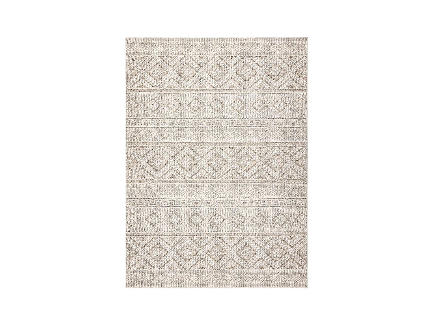 Teppich JERSEY 19234 beige - Rauten, Struktur, Schleife BOHO 80x150 cm