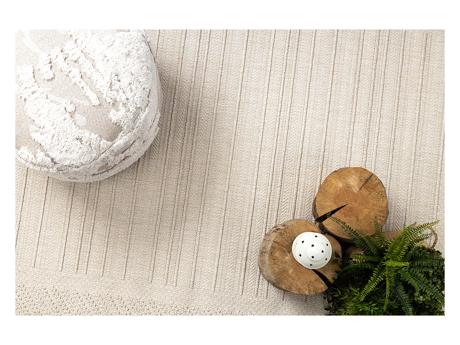 Dywan JERSEY 19261 krem - Ramka pętelkowy, strukturalny BOHO 180x270 cm