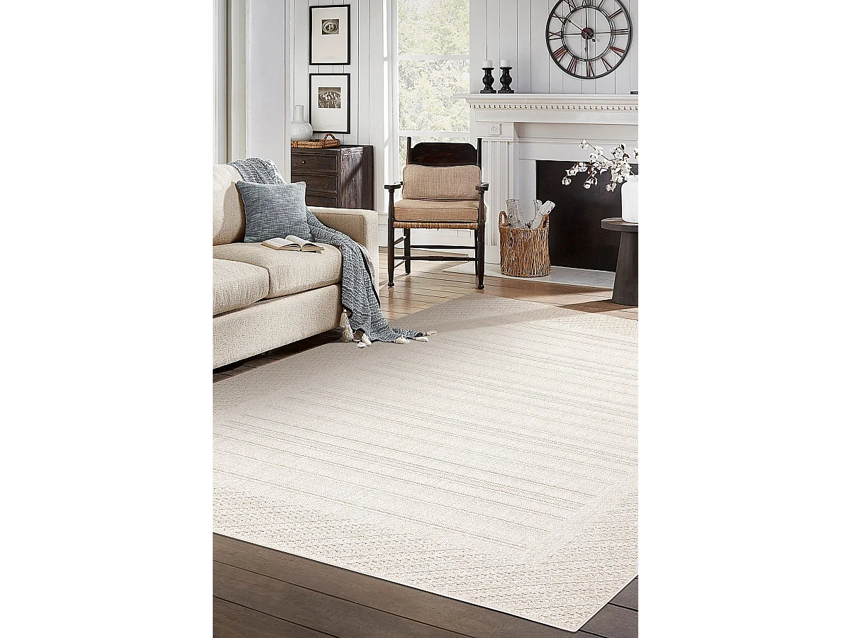 Teppich JERSEY 19261 creme - Rahmen, struktur, Schleife BOHO 180x270 cm