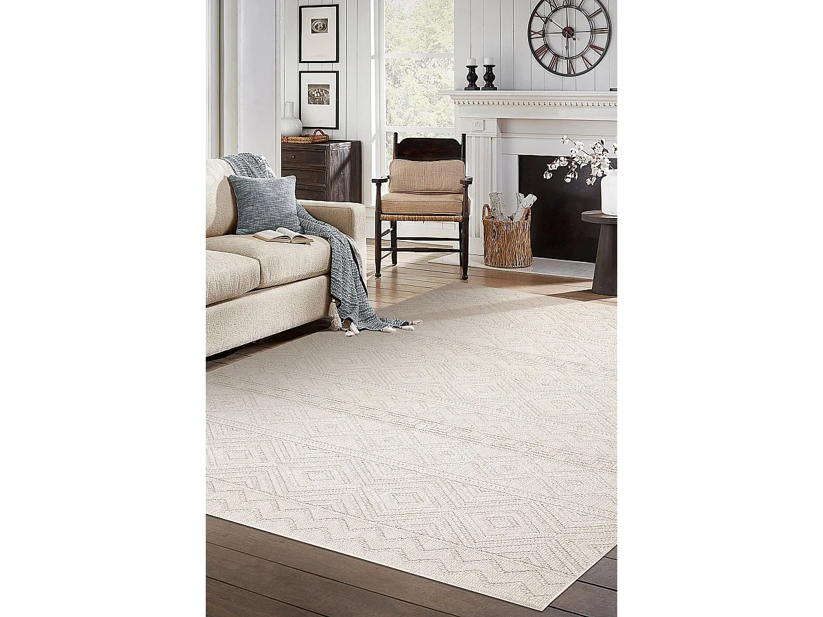 Dywan JERSEY 19234 krem - Romby, pętelkowy, strukturalny BOHO 160x220 cm