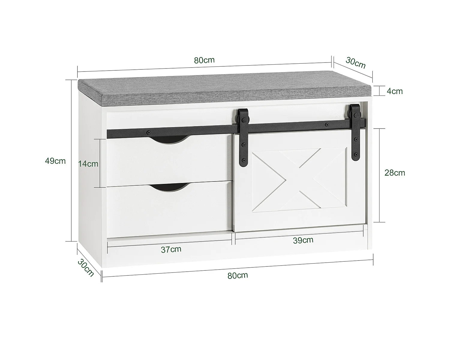 Ławka na buty z drzwiami przesuwnymi FSR153-W