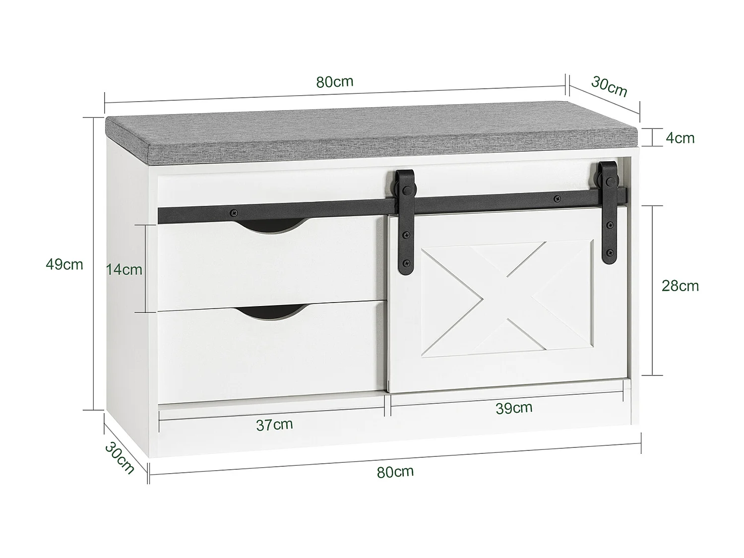 Ławka na buty z drzwiami przesuwnymi FSR153-W