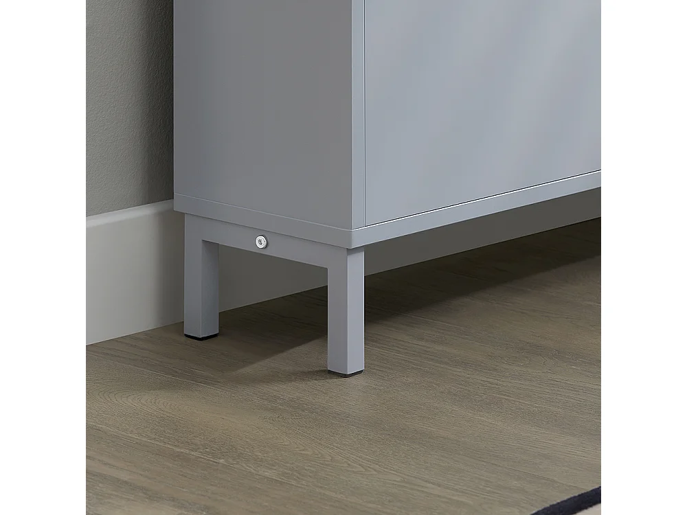 SoBuy Schoenenkast Schoenenopbergkast met 2 kleppen Schoenenkast Schoenenkast Entreekast Schoenenopberger – Grijs, 50x19x90 cm, FSR151-HG