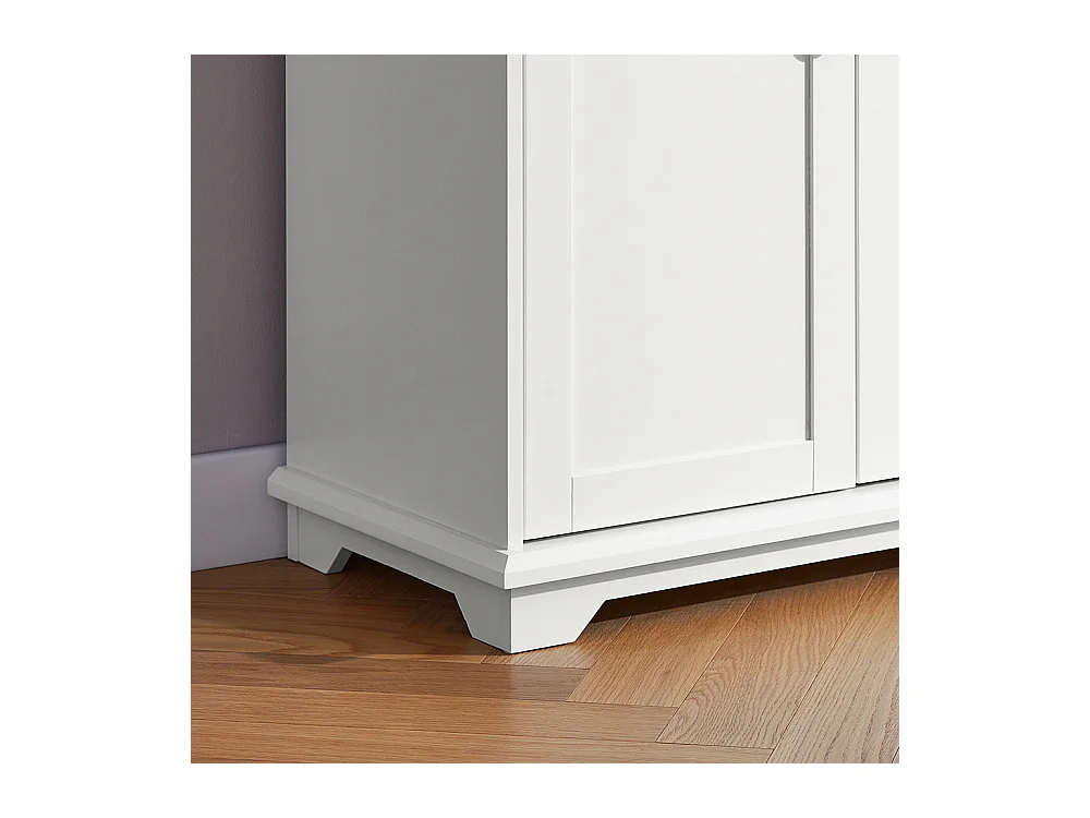 SoBuy Hoog dressoir, keukendressoir, opbergkast, vitrinekast, opbergkast voor keuken, eetkamer, woonkamer met 4 deuren en 2 lades, 75 x 40 x 175 cm, wit, FSB76-W