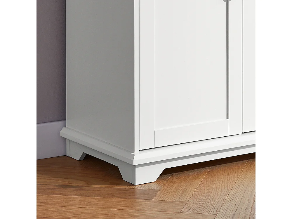 SoBuy Hoog dressoir, keukendressoir, opbergkast, vitrinekast, opbergkast voor keuken, eetkamer, woonkamer met 4 deuren en 2 lades, 75 x 40 x 175 cm, wit, FSB76-W