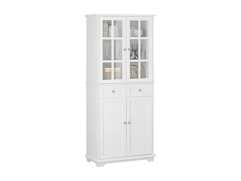 Wysoki kredens ze szklanymi drzwiami i szufladami FSB76-W