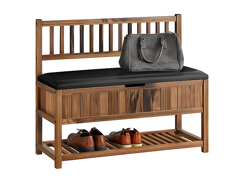 Panca Per Scarpe Panca Con Schienale E Cuscino Scarpiera Da Ingresso 90x35x75cm FSR150-N