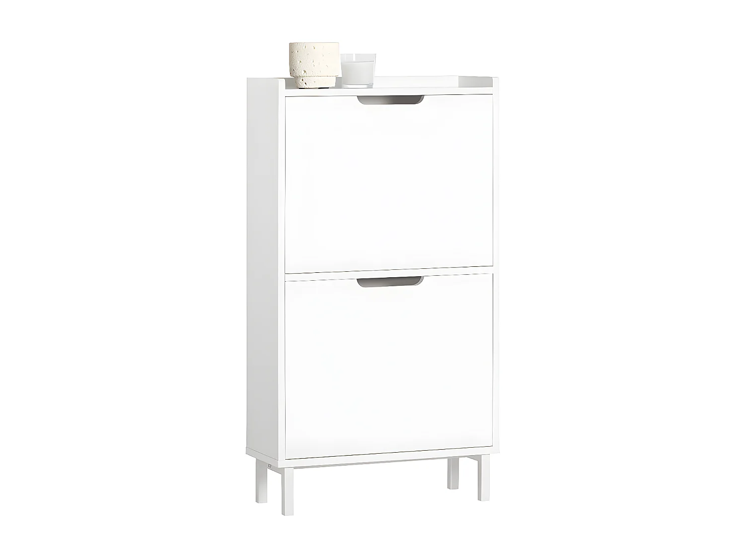 SoBuy FSR151-W Meuble à Chaussures avec 2 Abattants Armoire à Chaussures Commode à Chaussures