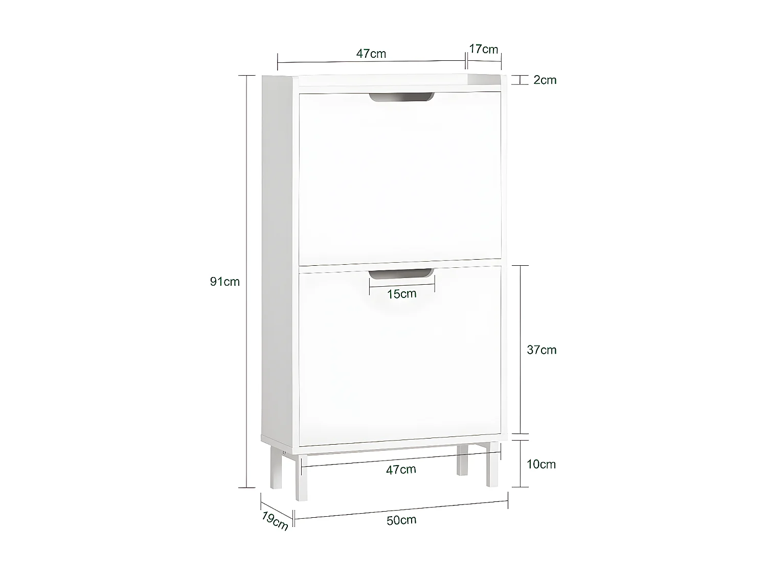 SoBuy FSR151-W Meuble à Chaussures avec 2 Abattants Armoire à Chaussures Commode à Chaussures