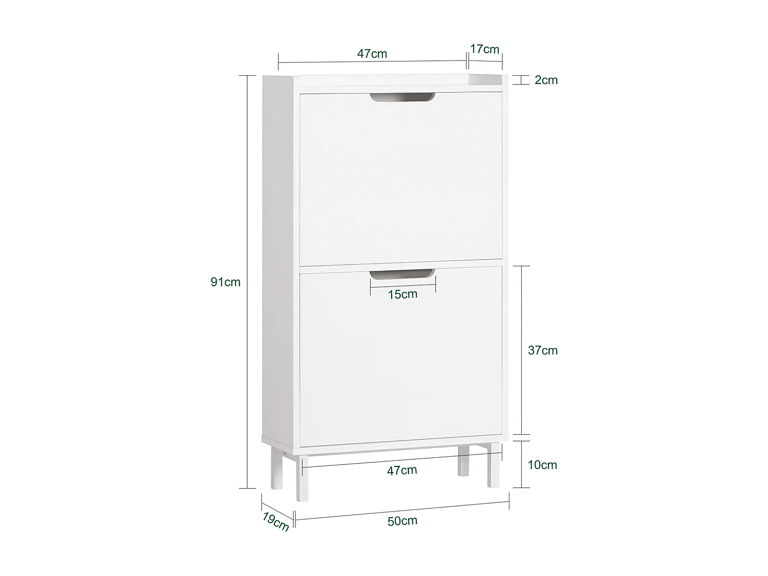 SoBuy FSR151-W Meuble à Chaussures avec 2 Abattants Armoire à Chaussures Commode à Chaussures