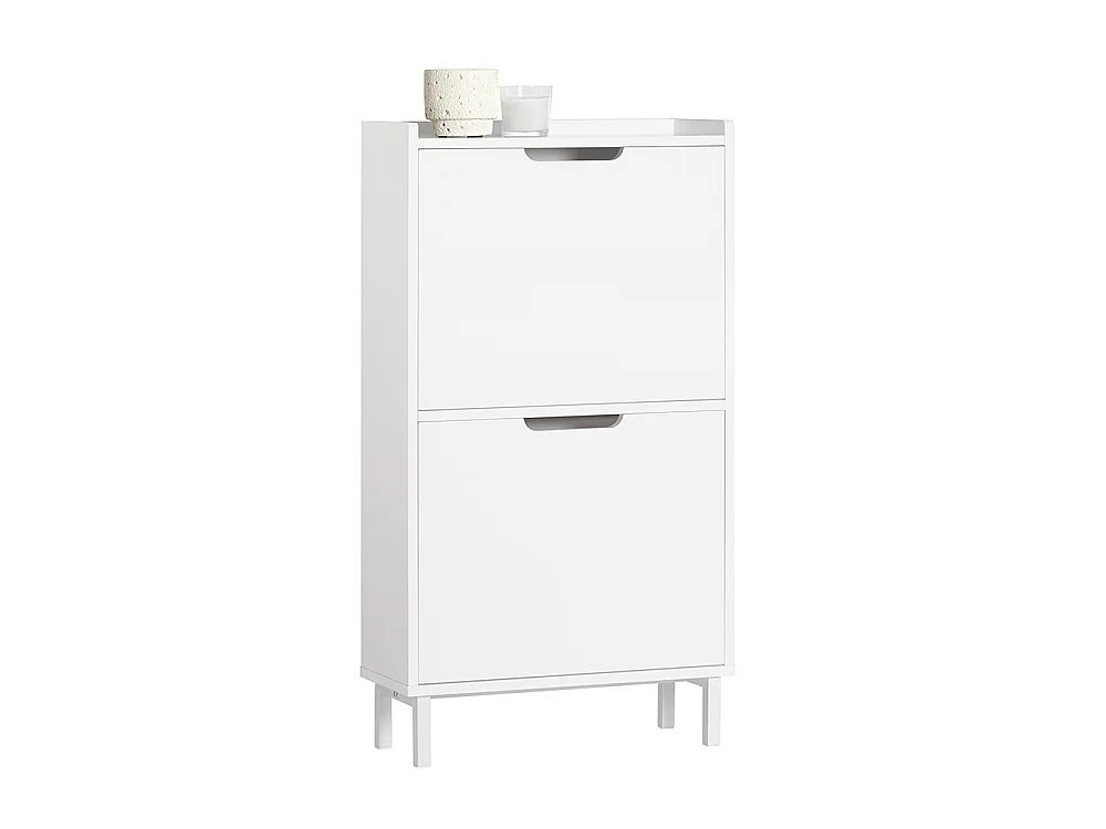SoBuy Schoenenkast Schoenenopbergkast met 2 kleppen Schoenenkast Schoenenkast Entreekast Schoenenopberger – Wit, 50x19x91 cm, FSR151-W