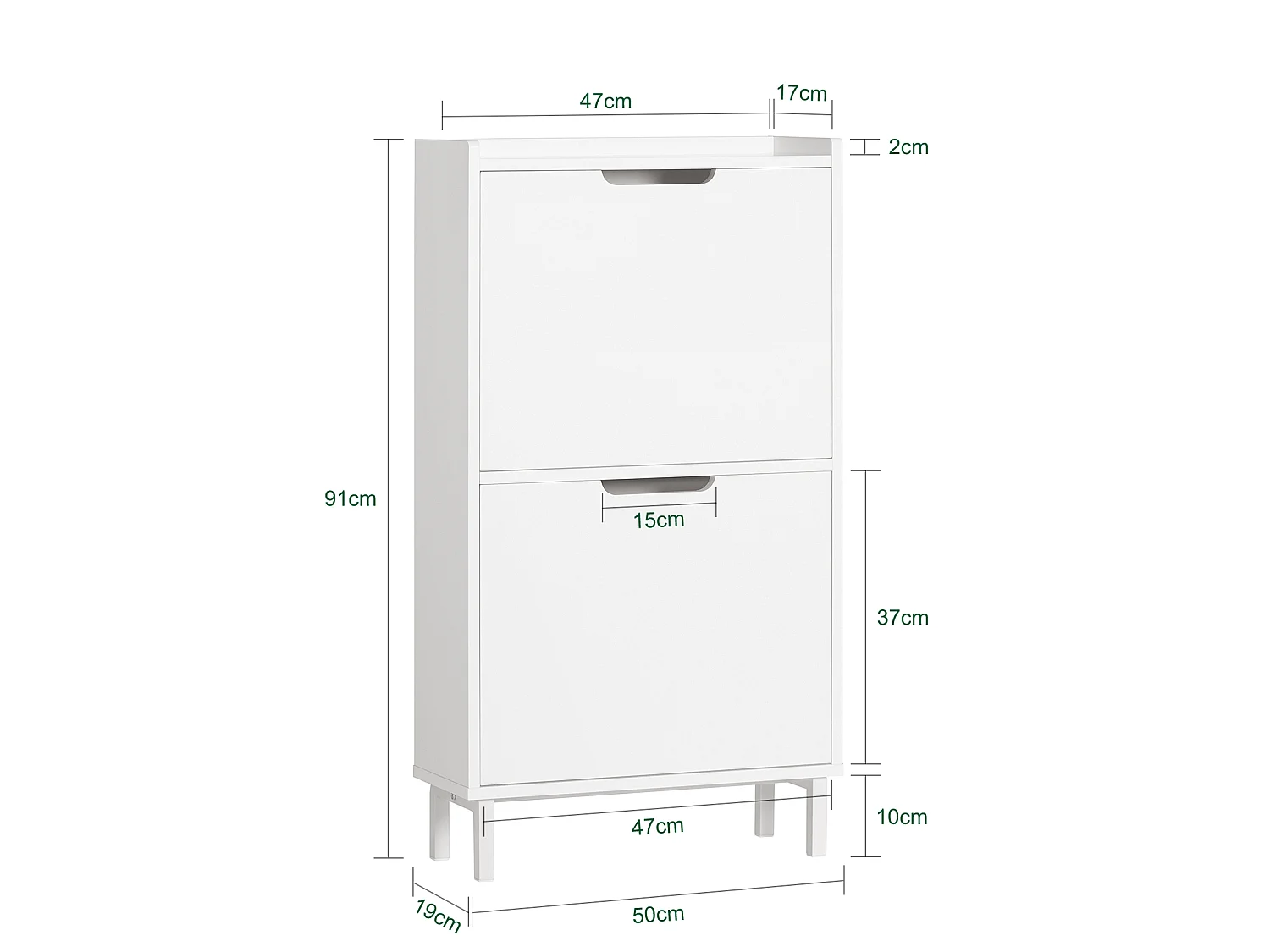 SoBuy Schoenenkast Schoenenopbergkast met 2 kleppen Schoenenkast Schoenenkast Entreekast Schoenenopberger – Wit, 50x19x91 cm, FSR151-W
