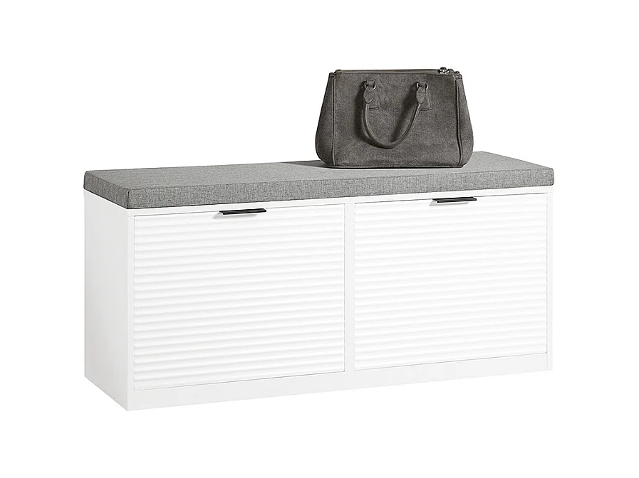 SoBuy Banc de Rangement à Chaussure, Meuble d'entrée, Bout de Lit, Banquette avec Dossier et Coussin Rembourré, en Bois de Pin, 90x35x75 cm, FSR150-N