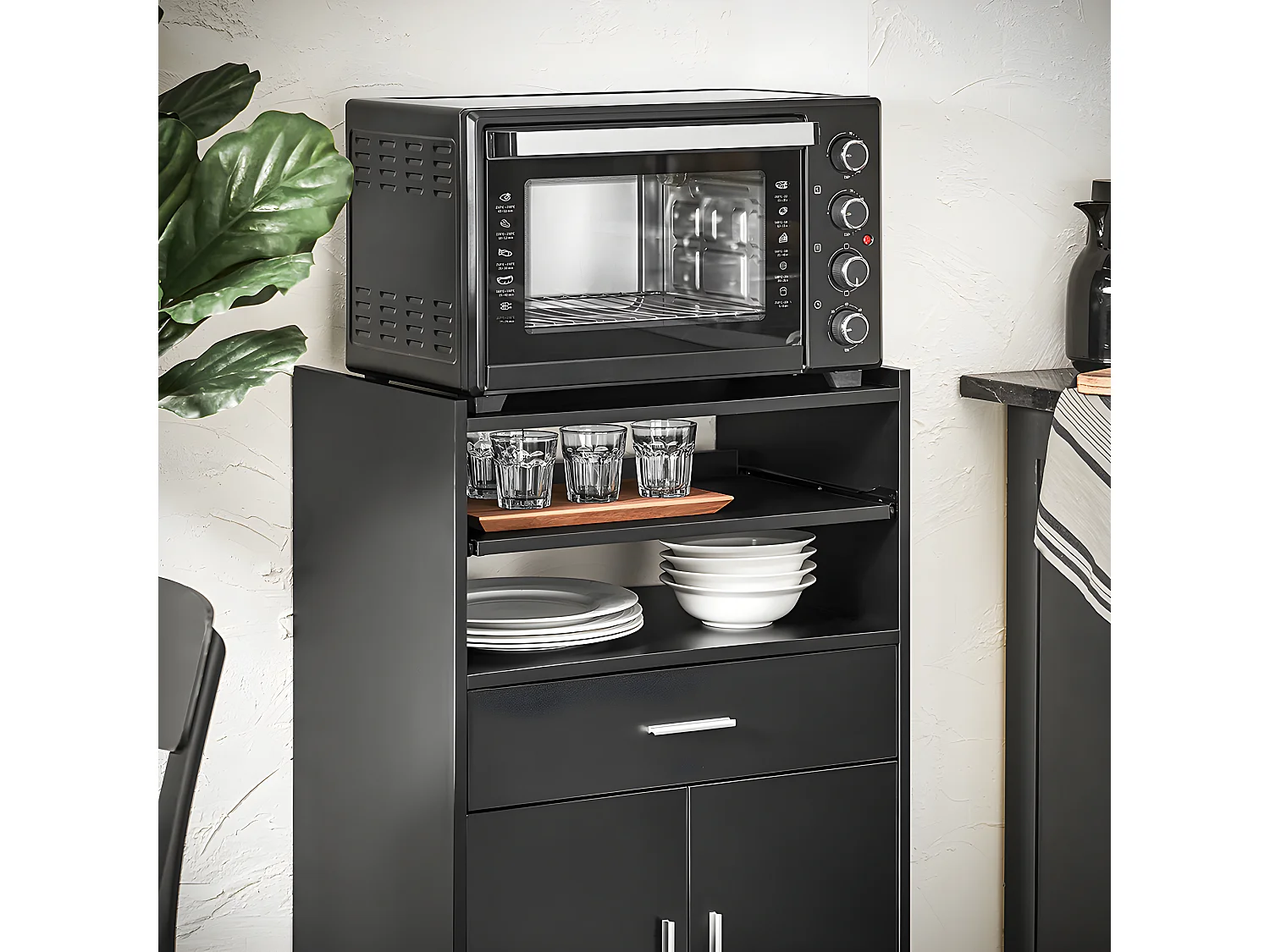 SoBuy armário com rodas, armário de cozinha, carrinho de cozinha FSB09-SCH