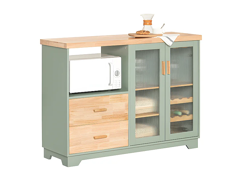 Credenza buffet con 2 ante in vetro Mobile da cucina Mobile microonde 120x40x90cm Verde FSB81-GR SoBuy