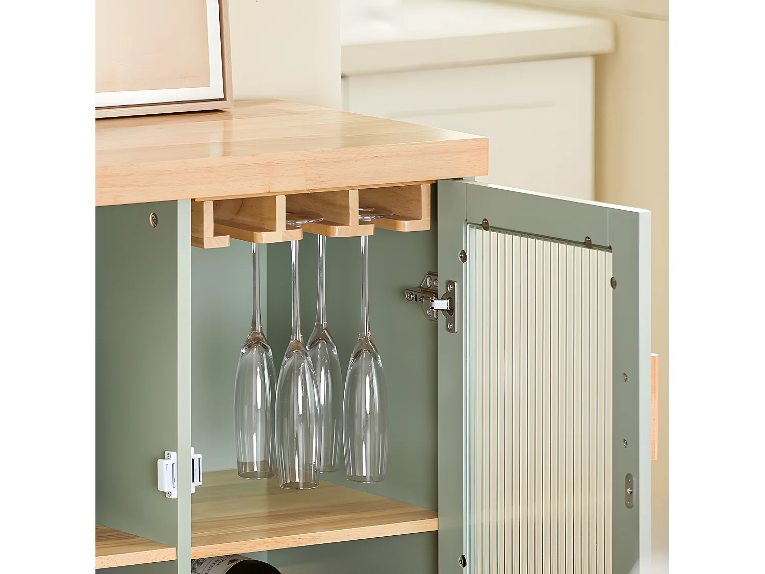 Credenza buffet con 2 ante in vetro Mobile da cucina Mobile microonde 120x40x90cm Verde FSB81-GR SoBuy