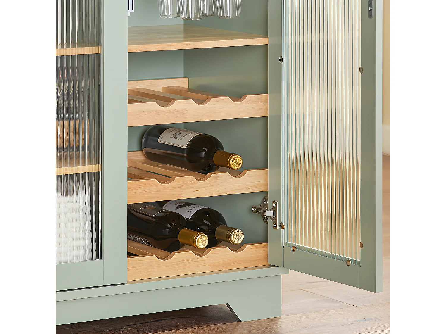 Credenza buffet con 2 ante in vetro Mobile da cucina Mobile microonde 120x40x90cm Verde FSB81-GR SoBuy