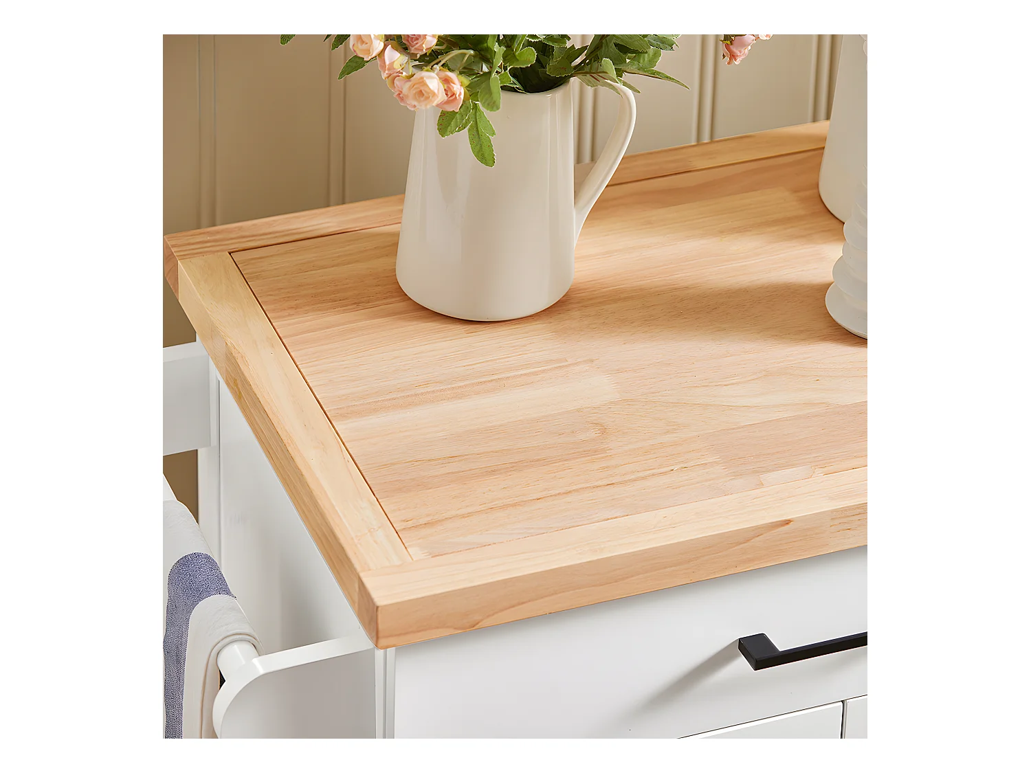 Carrito Auxiliar de Cocina con 2 Puertas 1 Cajón 1 Toallero y 4 Ruedas Carro de Servir Multiusos Armario de Cocina 74.5x 45,5 x 91 cm Blanco FKW119-WN SoBuy ES