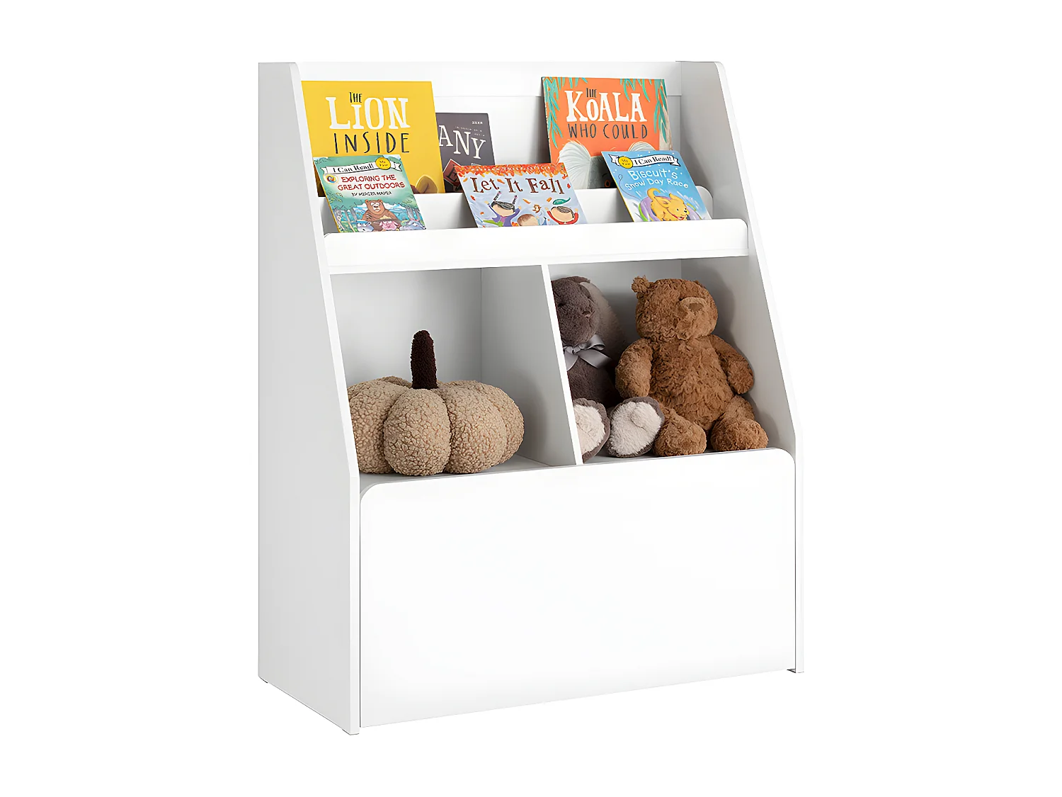 Libreria Per Bambini Scaffale Per Bambini Con Cassapanca Portagiochi Estraibile Mobili Cameretta Bianco 76x40x100cm KMB83-W
