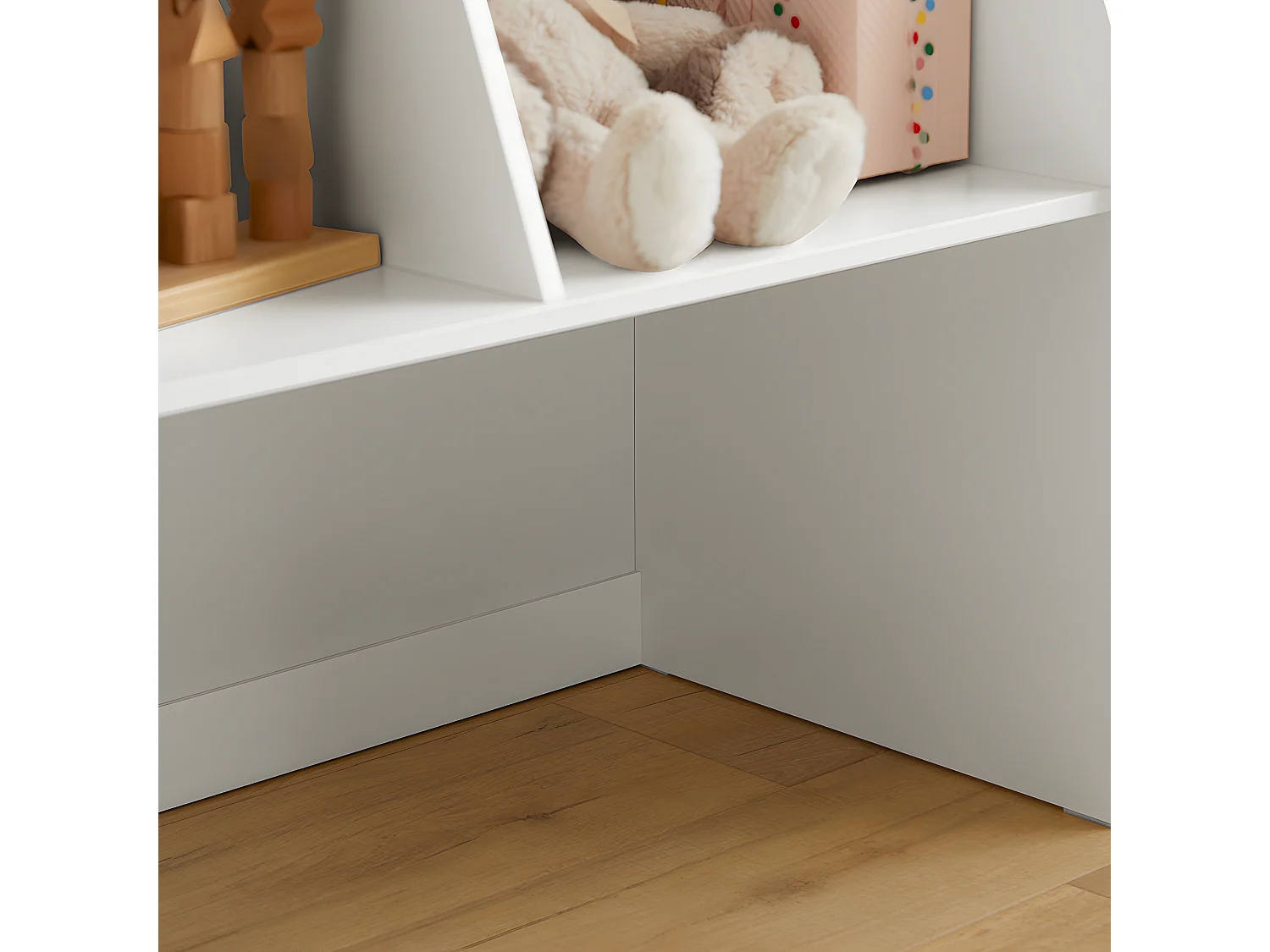 Libreria Per Bambini Scaffale Per Bambini Con Cassapanca Portagiochi Estraibile Mobili Cameretta Bianco 76x40x100cm KMB83-W