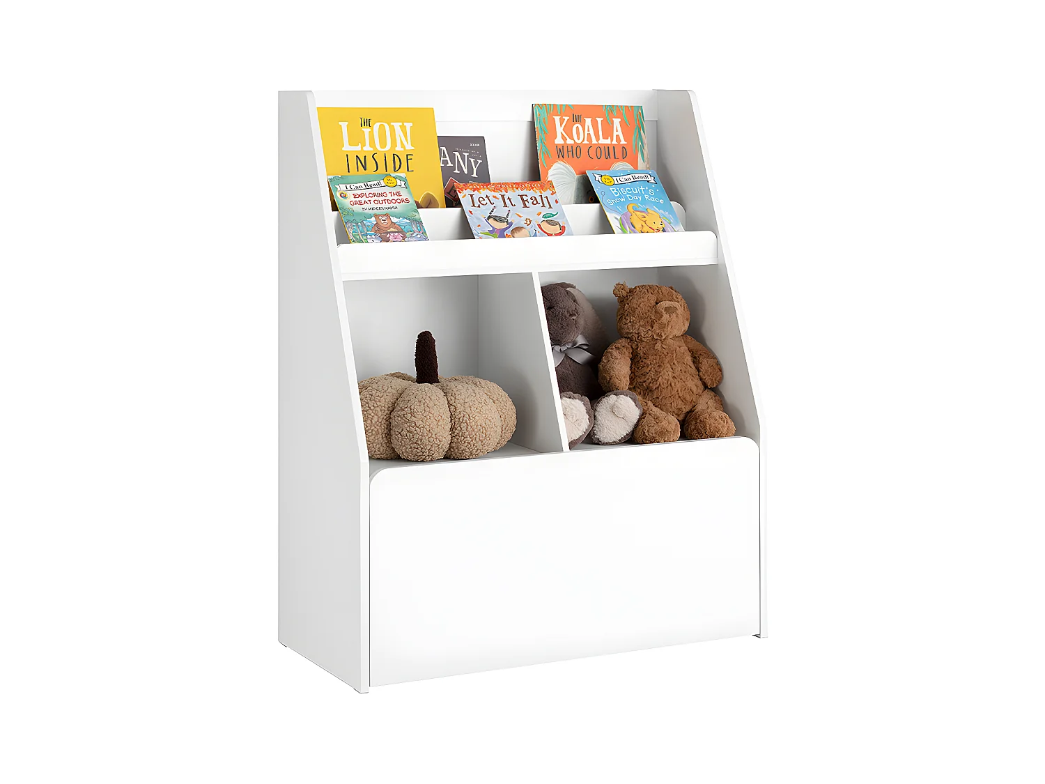 SoBuy Étagère de Rangement Enfant, Meuble de Rangement, Bibliothèque avec 2 Compartiments Ouverts et 1 Tiroir à Roulettes, 80x40x100 cm, KMB83-W