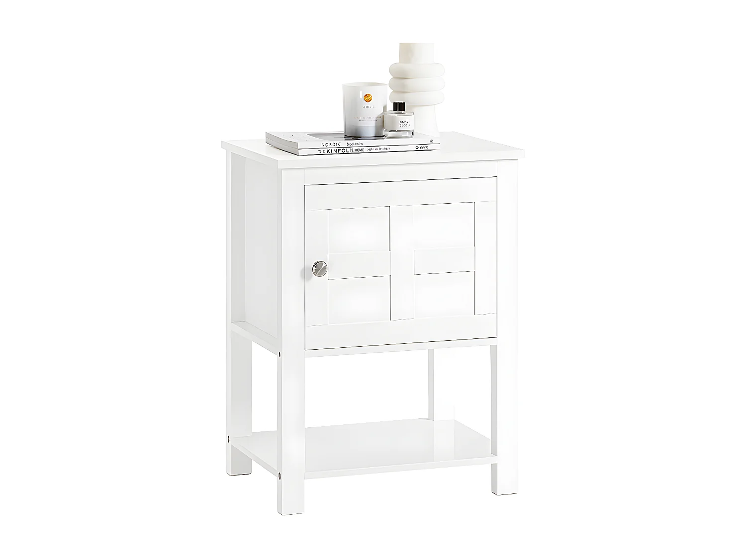 Mesita de Noche con 1 Puerta y 1 Estante Mesa Auxiliar Mesita para Salón Comedor Dormitorio 45 x 35 x 60 cm Blanco FBT113-W SoBuy ES