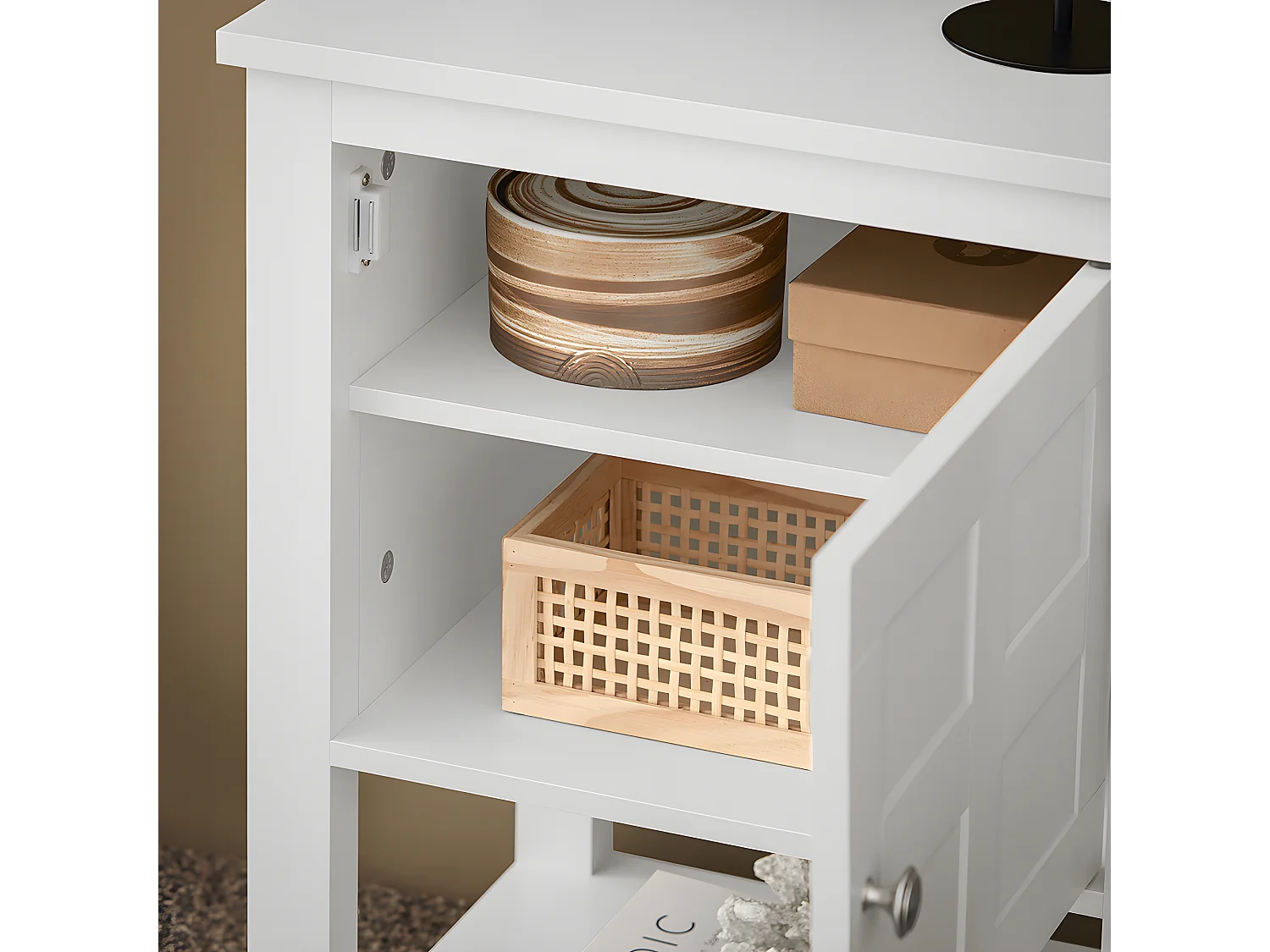 Mesita de Noche con 1 Puerta y 1 Estante Mesa Auxiliar Mesita para Salón Comedor Dormitorio 45 x 35 x 60 cm Blanco FBT113-W SoBuy ES