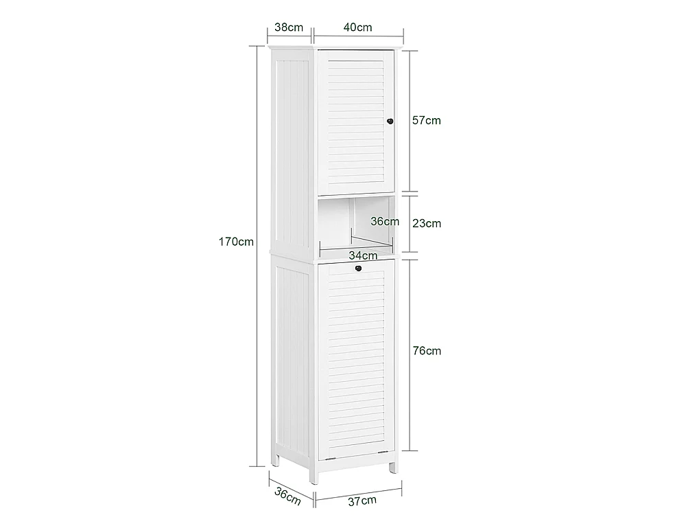 Mobile A Colonna Bagno Salvaspazio Mobile Alto Con Borsa Portabiancheria Pieghevole Bianco L40xP38xA170 Cm BZR124-W
