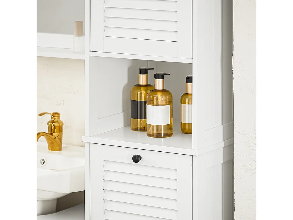 Mobile A Colonna Bagno Salvaspazio Mobile Alto Con Borsa Portabiancheria Pieghevole Bianco L40xP38xA170 Cm BZR124-W