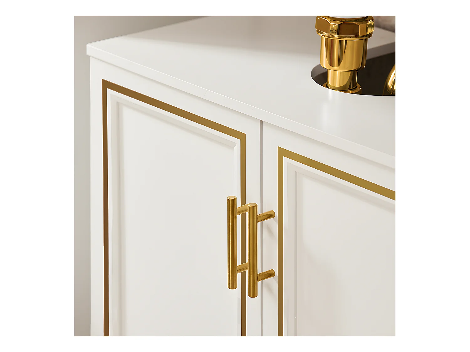 SoBuy Meuble Sous-Vasque à 2 Portes, Meuble sous Évier, Meuble de Rangement de Salle de Bain, L60 x P30 x H61 cm, BZR86-W