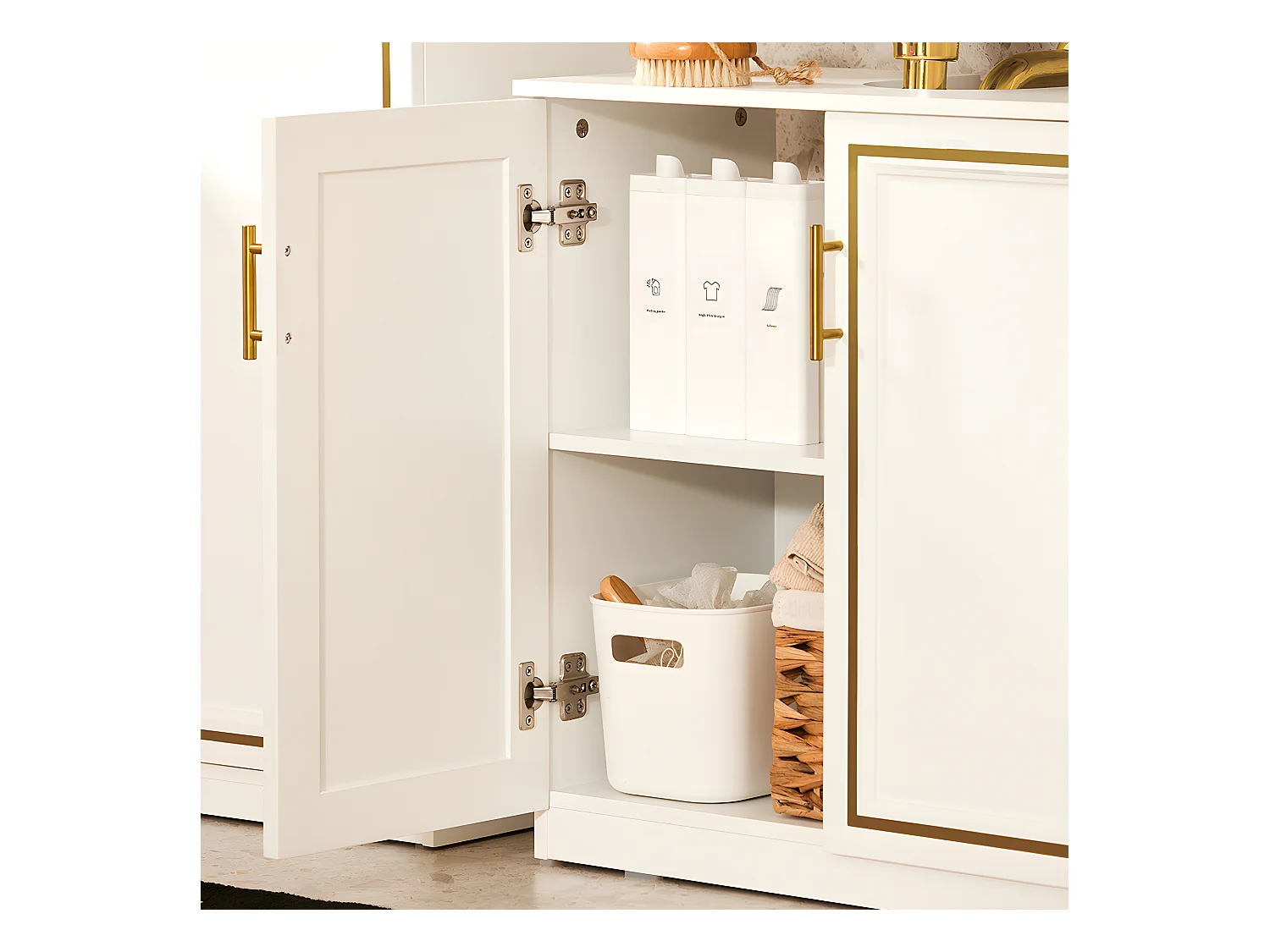 SoBuy Meuble Sous-Vasque à 2 Portes, Meuble sous Évier, Meuble de Rangement de Salle de Bain, L60 x P30 x H61 cm, BZR86-W