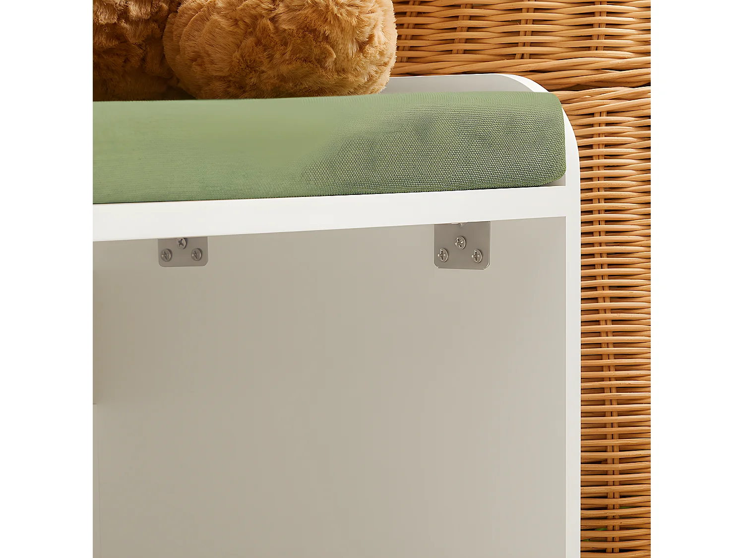 SoBuy Coffre à Jouet pour Enfants, Coffre de Rangement 2 en 1 avec 1 Tiroir à Roulettes et Assise Coussin Rembourré, Blanc, 60x34x35 cm, KMB80-W