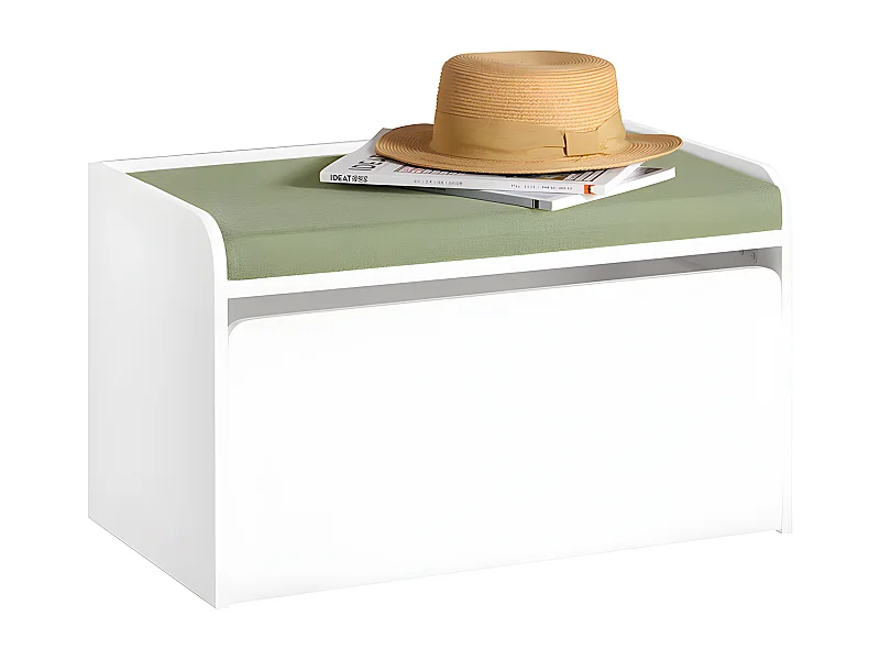 SoBuy Coffre à Jouet pour Enfants, Coffre de Rangement 2 en 1 avec 1 Tiroir à Roulettes et Assise Coussin Rembourré, Blanc, 60x34x35 cm, KMB80-W