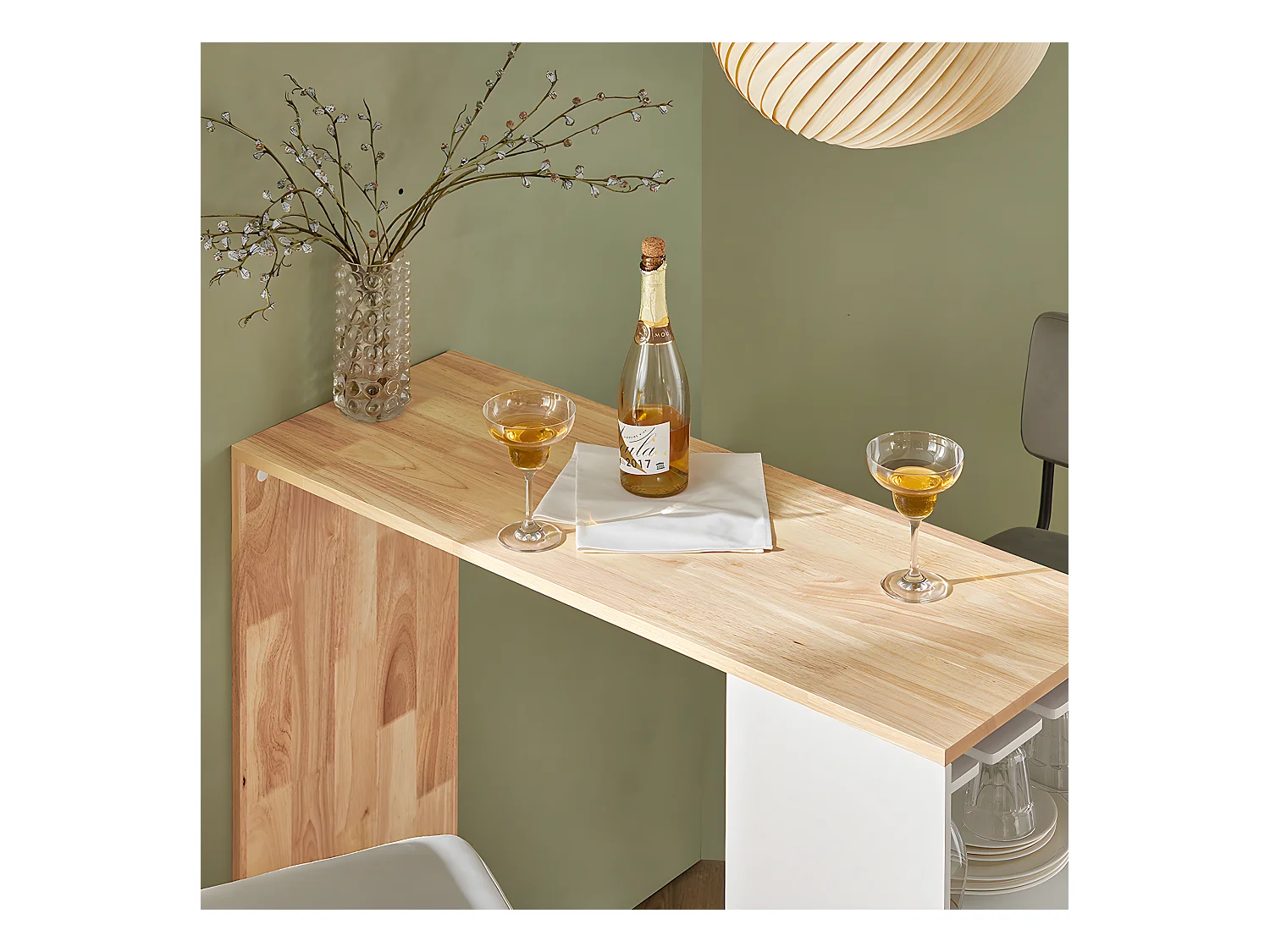 SoBuy Table Haute de Bar, Table à Manger, Table Bistro, Mange-Debout, Salle à Manger, Salon avec 1 Porte et Porte-Verre, 108 x 40 x 105 cm, FWT99-WN