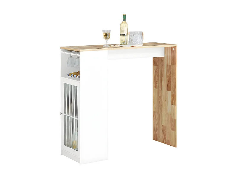SoBuy Table Haute de Bar, Table à Manger, Table Bistro, Mange-Debout, Salle à Manger, Salon avec 1 Porte et Porte-Verre, 108 x 40 x 105 cm, FWT99-WN
