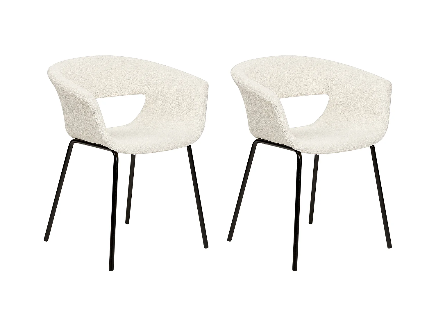 Lot de 2 chaises de salle à manger ELMA Bouclé Blanc cassé