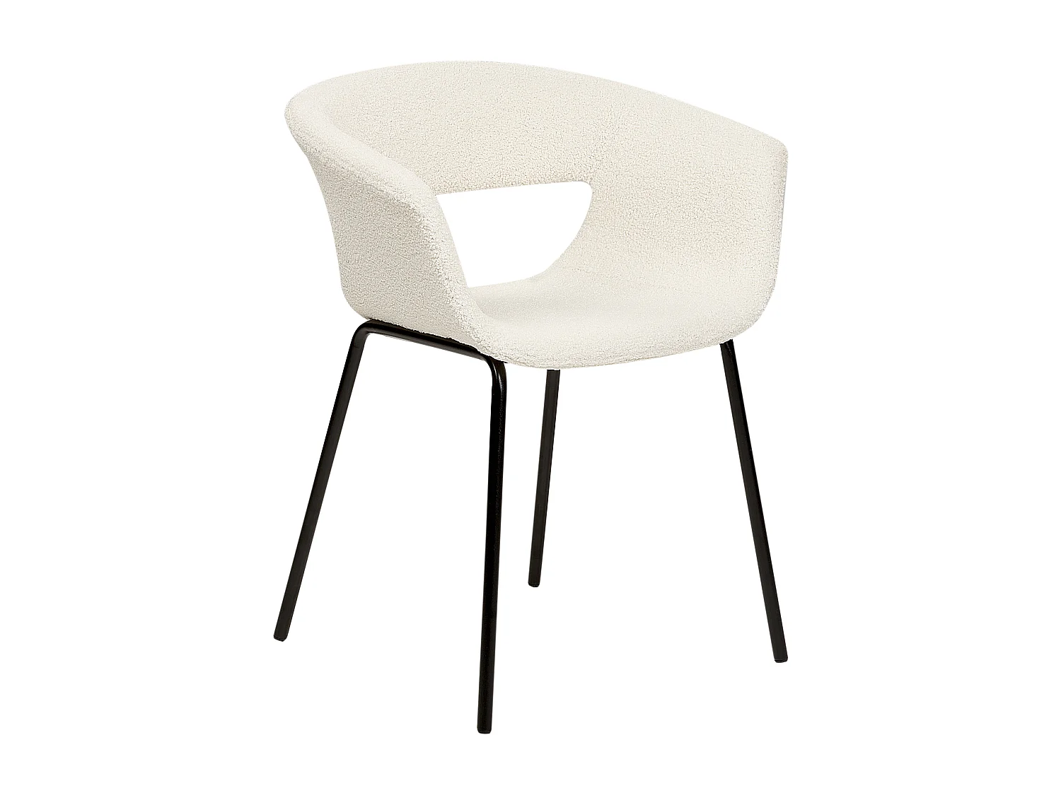 Lot de 2 chaises de salle à manger ELMA Bouclé Blanc cassé