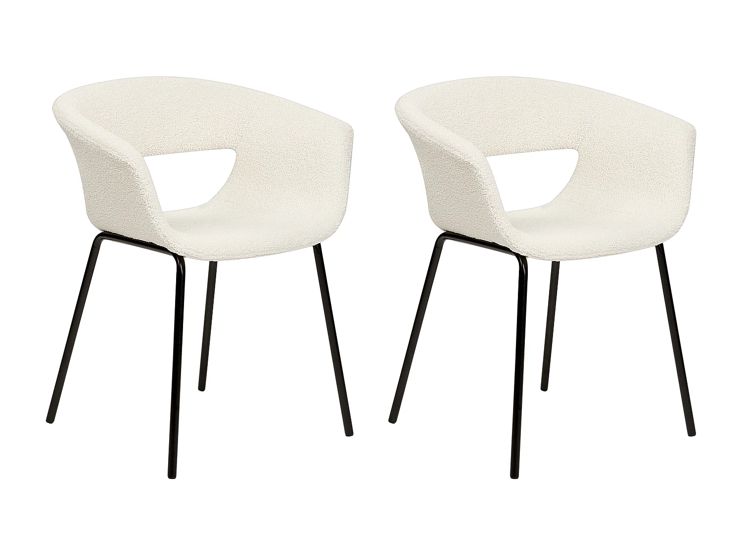Lot de 2 chaises de salle à manger ELMA Bouclé Blanc cassé