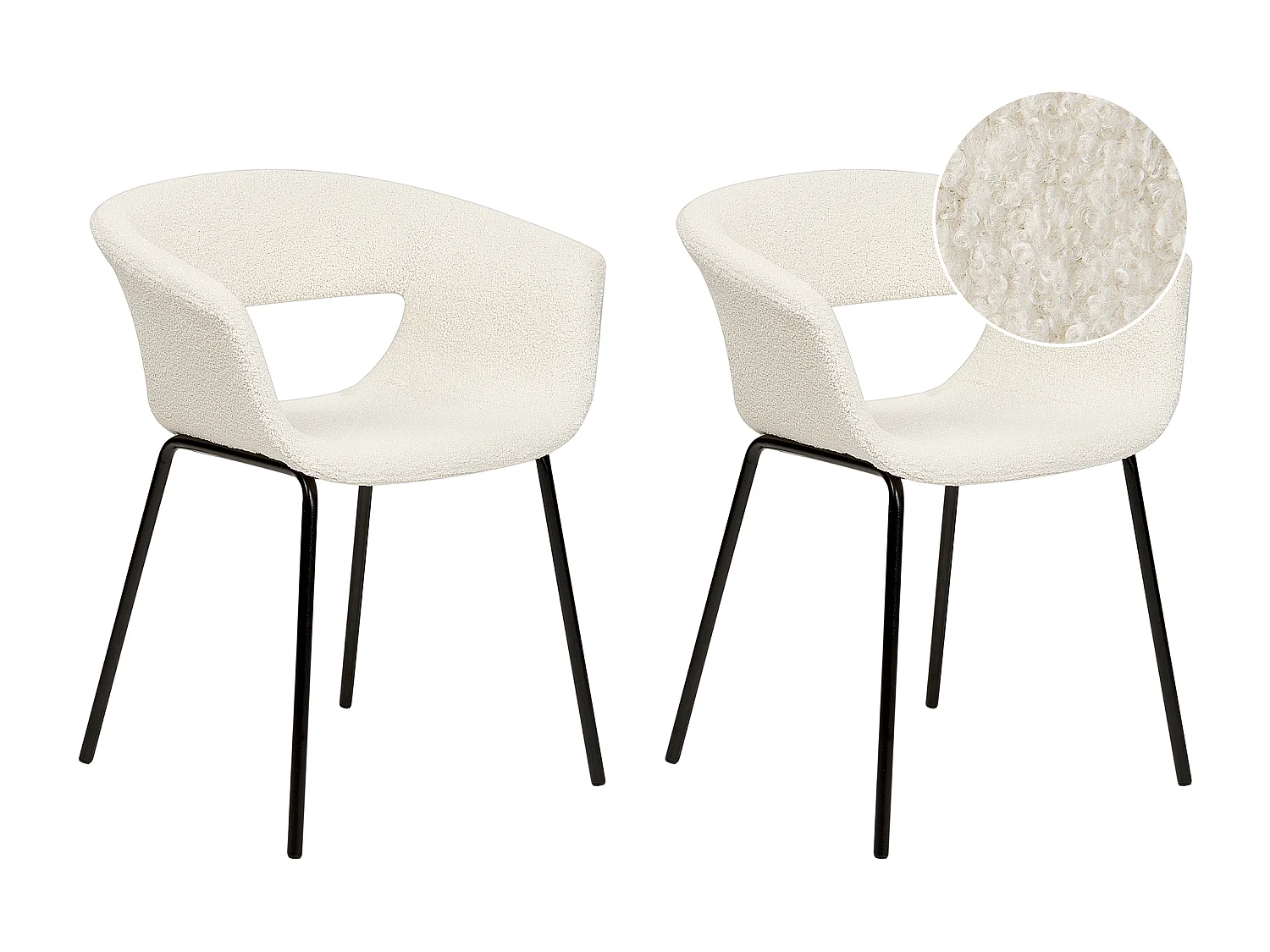 Lot de 2 chaises de salle à manger ELMA Bouclé Blanc cassé