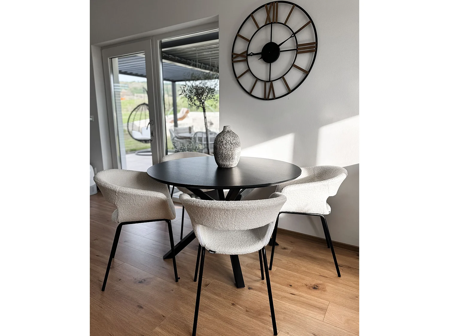 Conjunto de 2 cadeiras de jantar ELMA Bouclé Branco creme