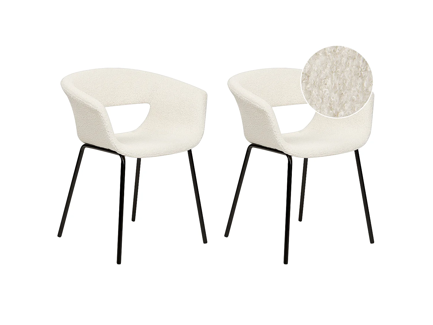Lot de 2 chaises de salle à manger ELMA Bouclé Blanc cassé