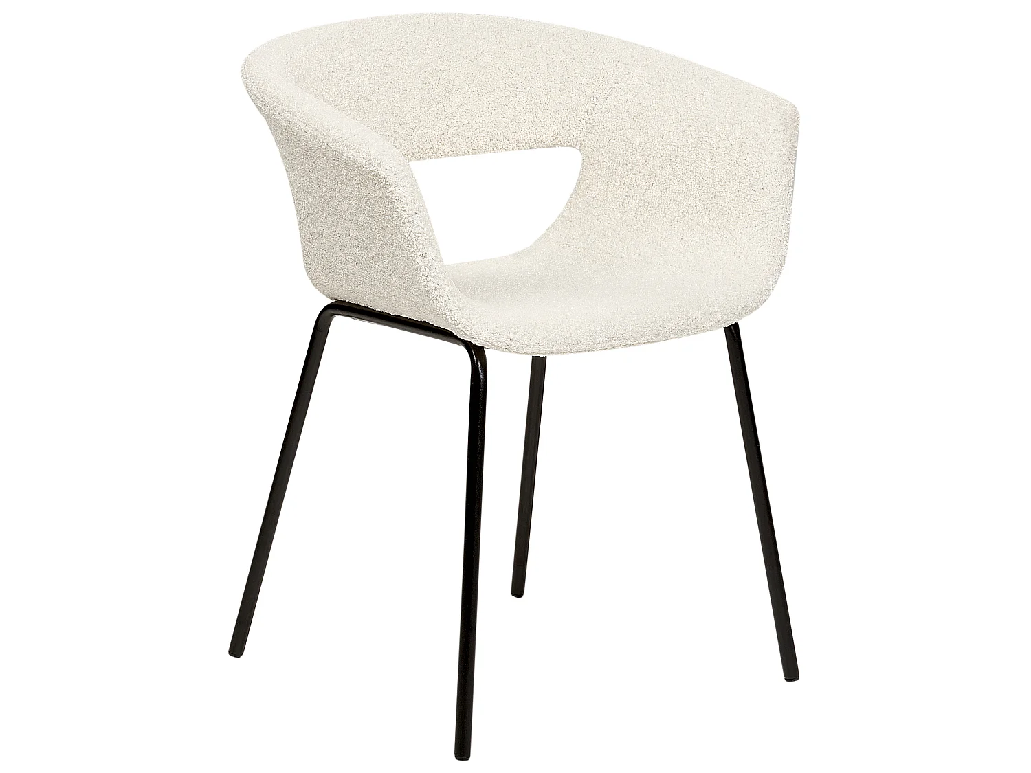 Lot de 2 chaises de salle à manger ELMA Bouclé Blanc cassé