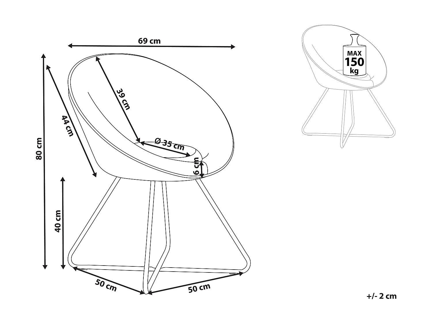Silla de comedor FLOBY II Bouclé Blanco crema