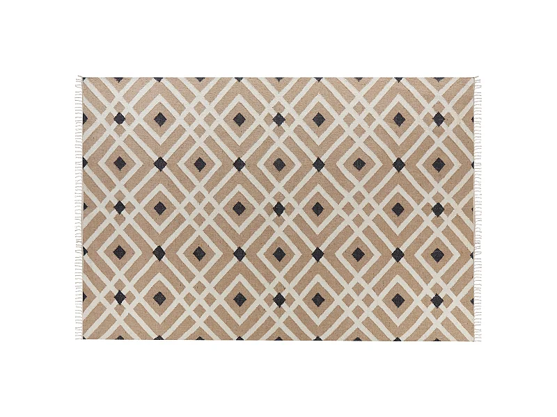 Teppich Jute beige / schwarz rechteckig 200x300 cm geometrisches Muster Esencik